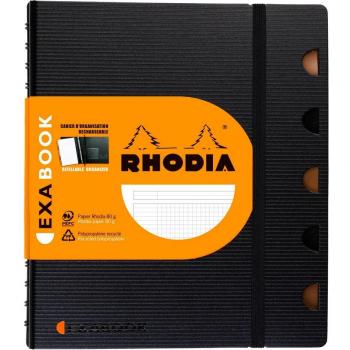 Exabook A5+ - Rhodia 132572C - Cuadrado (5x5mm) con margen y marco en la parte superior - Negro