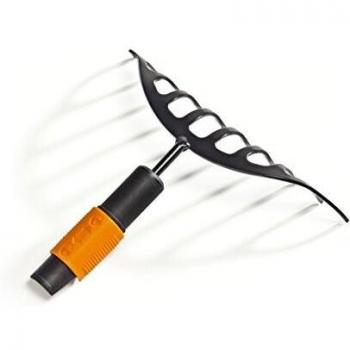 Fiskars Rastrillo de jardinería, 10 dientes, Largo: 24,5 cm, Negro/Naranja, 1000651