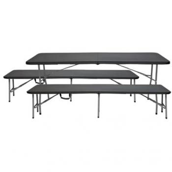 Conjunto Plegable de Mesa y 2 Bancos de 180cm para Catering Thinia Home