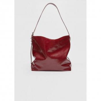 Burgundy Faux Leather Bucket Bag OS