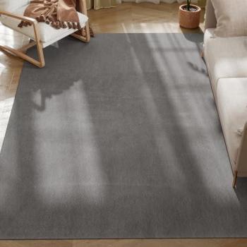 Alfombra Lavable Moderna de Pelo Largo 160x230 cm para Sala de Estar y Dormitorio en Gris Claro - Homcom