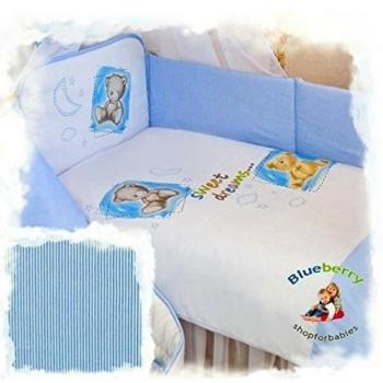 2 piezas Blueberry Shop Bebé Lote Cuna Funda Nordica + Funda Almohada 100 x 135 Cm Azul 2