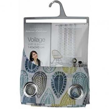 Visillo Estampado Transfer Palpito Blanco 140 x 240 cm con Anillas de Fácil Instalación, Poliester Transpirable, Lavable - Ideal para Salón, Dormitorio y Oficina