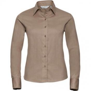Camisa de manga larga de sarga clásica para mujer Russell Collection J916F