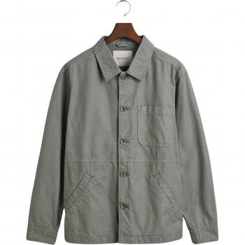 Sobrecamisa de Hombre Gant Teñida en Prenda Verde con Bolsillo en el Pecho, Manga Larga, Casual, Algodón