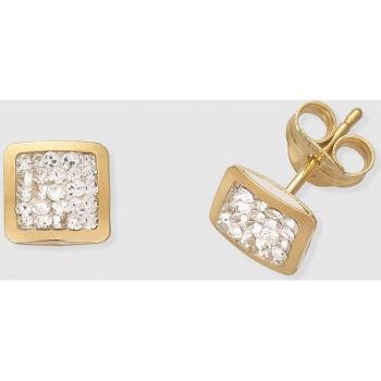 Pendientes de oro con circonitas incrustadas, elegantes y brillantes
