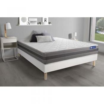 Somier blanco Actisom + Colchón de espuma viscoelástica 160 x 195 cm, Pack colchón Actimemo Relax 160x195cm + Somier multiláminas, Espuma viscoelástica,