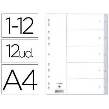 Q-Connect Separador Numérico Plástico 1-12 Juego De 12 Separadores Din A4 -Multitaladro