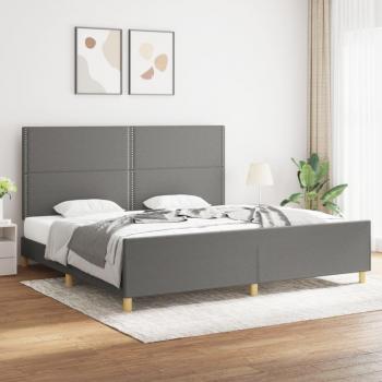 Cama solar sin colchón gris oscuro 200x200 cm con estructura de cama y cabecero de tela gris oscuro Vidaxl