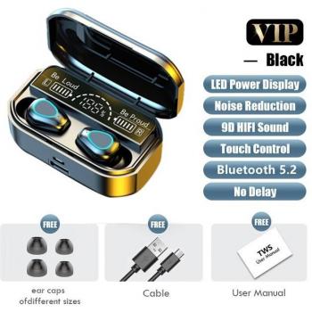 Auriculares TWS Bluetooth 9D Estéreo Deportivos Impermeables con Micrófono y Cargador de 3500mAh - Novedad 2022