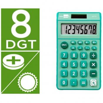 CALCULADORA LIDERPAPEL BOLSILLO XF13 8 DIGITOS SOLAR Y PILAS COLOR VERDE 115X65X8 MM