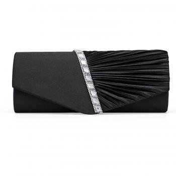 BAIGIO Bolso de Mano para Mujer Bolso para Fiesta Boda Salidas Bar Mini Size Estilo Brillante con Diamantes y Cadenas Bolso Nupcial, Negro