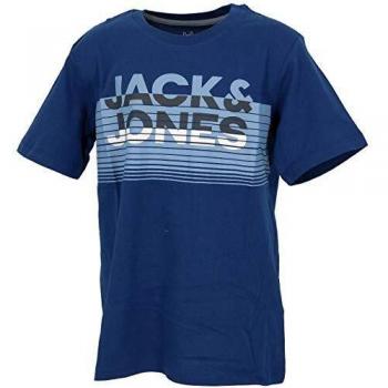 Jack & Jones Brix - Camiseta juvenil, 30512-12ans, Azul, blanco y negro., 152