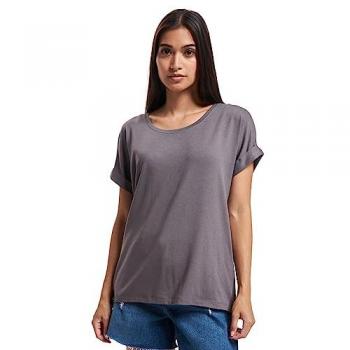 Only Moster Women's T-Shirt with Ribbed Round Neck, Gray, Size XL