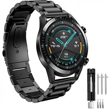 Correa per Amazfit Stratos Correas, 22mm Pulsera de Metal de Acero Inoxidable para Amazfit Pace/Amazfit Stratos/2/2S/Amazfit GTR 47mm/Amazfit GTR 2/GTR 2e/Huawei GT 2 46mm/Galaxy Watch 3 45mm/Gear S3
