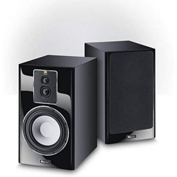 Altavoces de estantería Magnat Signature 703, 3 vías, color negro, par con acabado en alto brillo para sonido estéreo y cine en casa