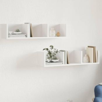 Muebles de pared 2 piezas blanco 75x18x16,5 cm madera multicapa