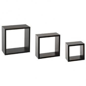 Conjunto de 3 estanterías murales cubo negro con fijaciones invisibles
