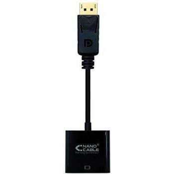 NANOCABLE 10.16.0602 - Conversor displayport a SVGA, DP/M-SVGA/H, Color Negro, 15cm