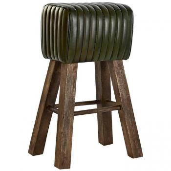 TABURETE PIEL MADERA 41X30X79 VERDE OSCURO