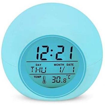 Despertador Digital Electrónico, Lypumso Reloj Alarma con 7 Colores Luz de Noche, Pantalla LED con Hora Fecha Temperatura, Función Snooze, Regalo, Blanco