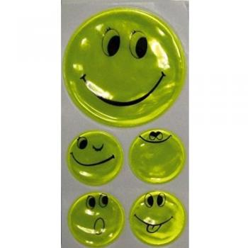 Juego de pegatinas sonrientes amarillas, 1 x Ø 5 cm, 4 x Ø 2,5 cm