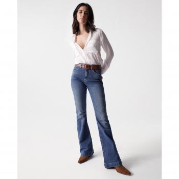 Pantalones Vaqueros Salsa Jeans Faith Push In Flare de Mujer, Tiro Alto, Campana