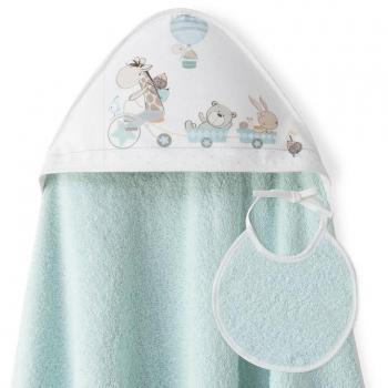 Capa de Baño y Babero Bebé Animalitos Verde Interbaby