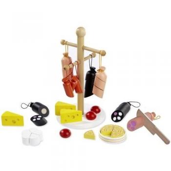 Set de Comida de Juguete de Madera - Embutidos y Quesos (25 piezas)