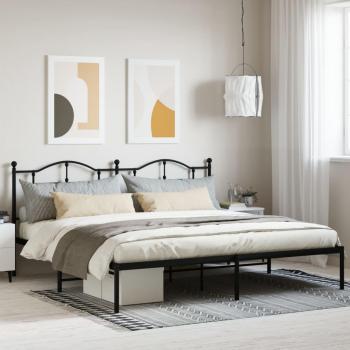 Cabecero de cama con cabecera de metal negro 200x200 cm