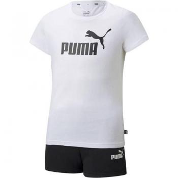 Conjunto Puma Logo Niña Blanco/Negro