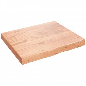 Estante de pared de madera de roble tratada, 60x50x(2-6) cm, natural, marrón claro y marrón oscuro, mueble de almacenaje para oficina, estudio y dormitorio