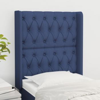 Cabecero de Tela Azul con Orejas 83x16x128 cm