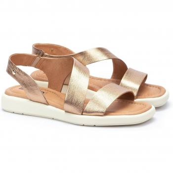 Sandalias Planas de Piel Pikolinos Calella para Mujer Color Platino