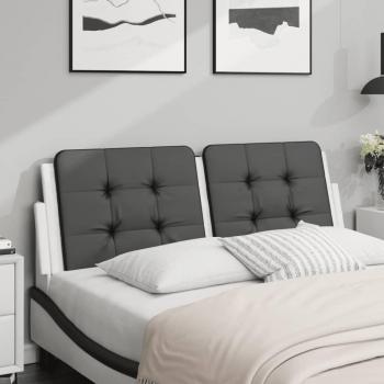 Cabecero de cama acolchado en cuero sintético blanco y negro de 140 cm