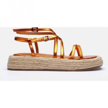 Sandalias de plataforma de mujer MIM FORMENTOR en naranja metalizado con hebilla doble y ajuste de tiras