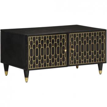 Mesa de centro de madera maciza de mango 80x50x40 cm vidaXL - Color Marrón, Marrón miel, Negro; apta para salón o comedor como mesita auxiliar o mesa de café