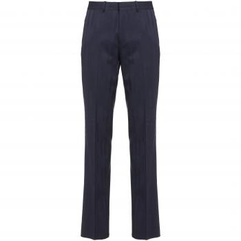 Off-White Men's Slim Fit Tailored Trousers in Blue, Size 50, OMCO020F23FAB002 Color 4700, Wool pleat-front trousers