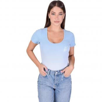Body de mujer Project X Paris degradado azul celeste con triple logotipo, talla XS