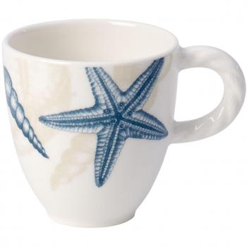 Villeroy & Boch Montauk Beachside Taza de expreso, 100 ml, Porcelana Premium, Azul/Beige/Blanco