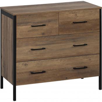 Cómoda de Madera Estilo Industrial con 4 Cajones