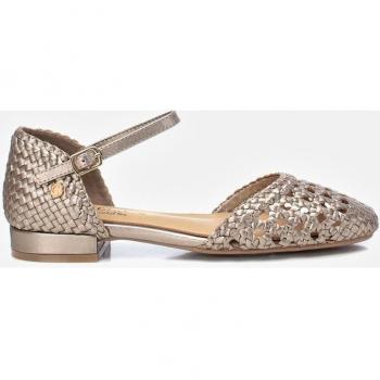 Sandalias de piel plateadas con trenzado metalizado