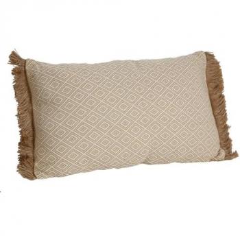 Cojín Romimex Beige con Flecos 30 x 10 x 50 cm