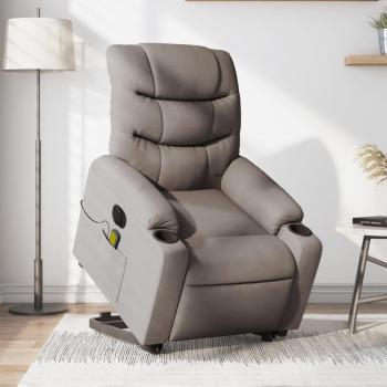 Sillón de masaje eléctrico reclinable elevable tela taupé vidaXL564240