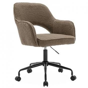 Silla de oficina borreguito con ruedas Sweeek Jim, Pardo, 60x62x99 cm