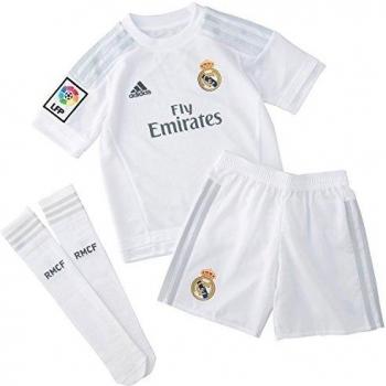 adidas 1ª Equipación Real Madrid CF SMU Mini - Conjunto, color blanco / gris, talla 128
