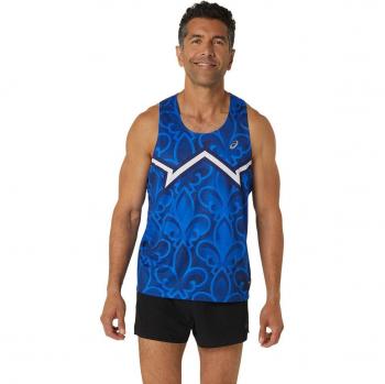 Camiseta de hombre Asics Nations Run Singlet Azul