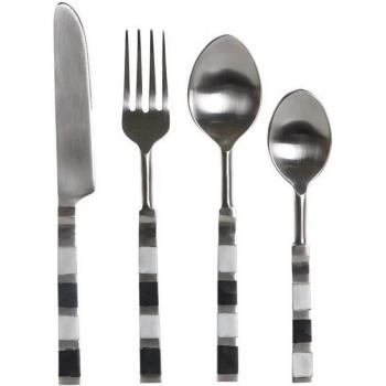 Cubertería set 16 inox resina 4,5x1,5x22 plateado