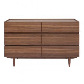 Cómoda de 6 cajones de madera oscura 120 cm SANAA