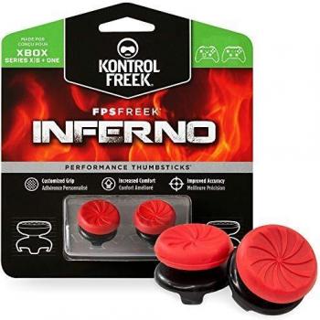 KontrolFreek FPS Freek Inferno para Xbox One y Xbox Series X /S | Performance Thumbsticks | 2 Alturas elevadas, cóncavo | Rojo.